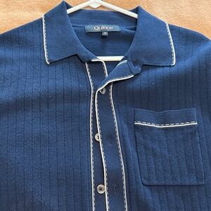 Quince Deep Blue Shirt with White Accents